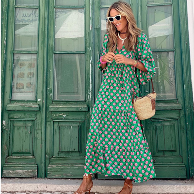 Cassandra - Women's Geometric Print High-Low Dress